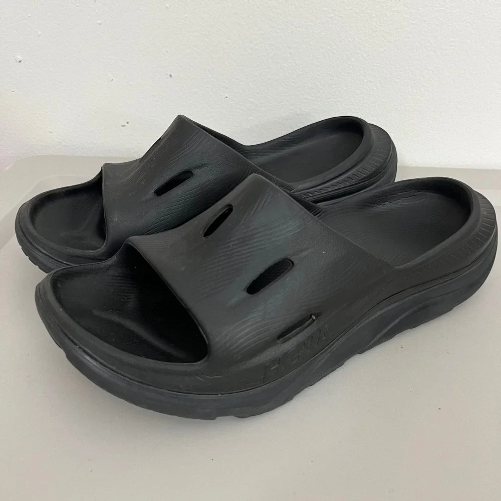 Hoka Ora Recovery Slide 3 Mens 9 Womens 11 Black EVA Foam Sport Sandal Comfort